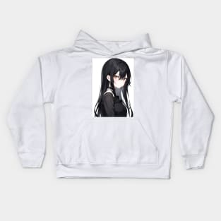 long black hair anime girl Kids Hoodie